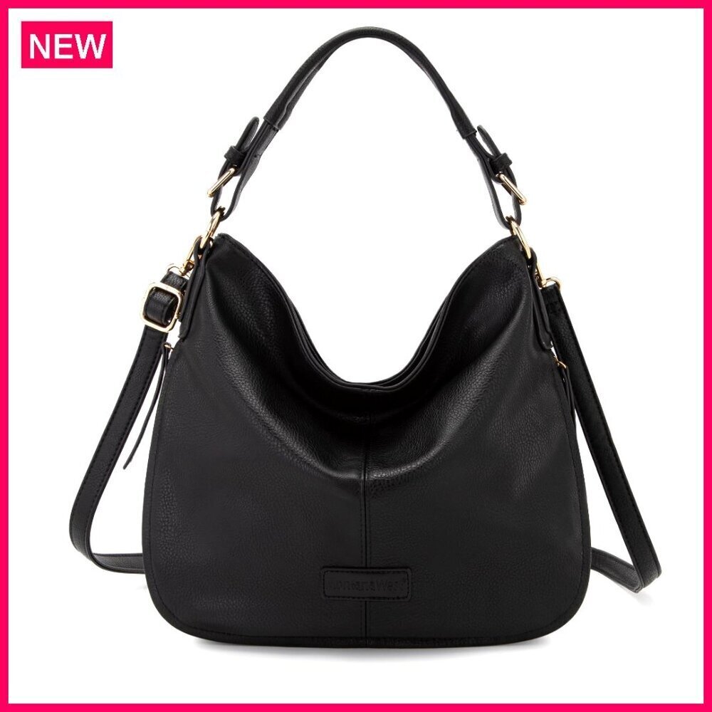 Large Vegan Leather Hobo Bag with Adjustable Strap, Multiple Pockets